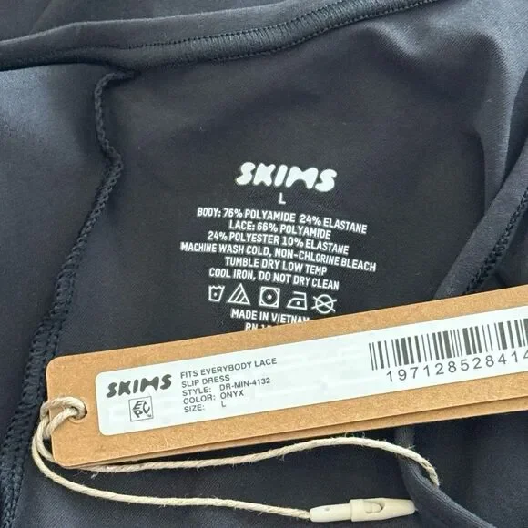 Skims Fits Everybody Lace Slip Dress Onyx Size Large - Picture 9 of 9